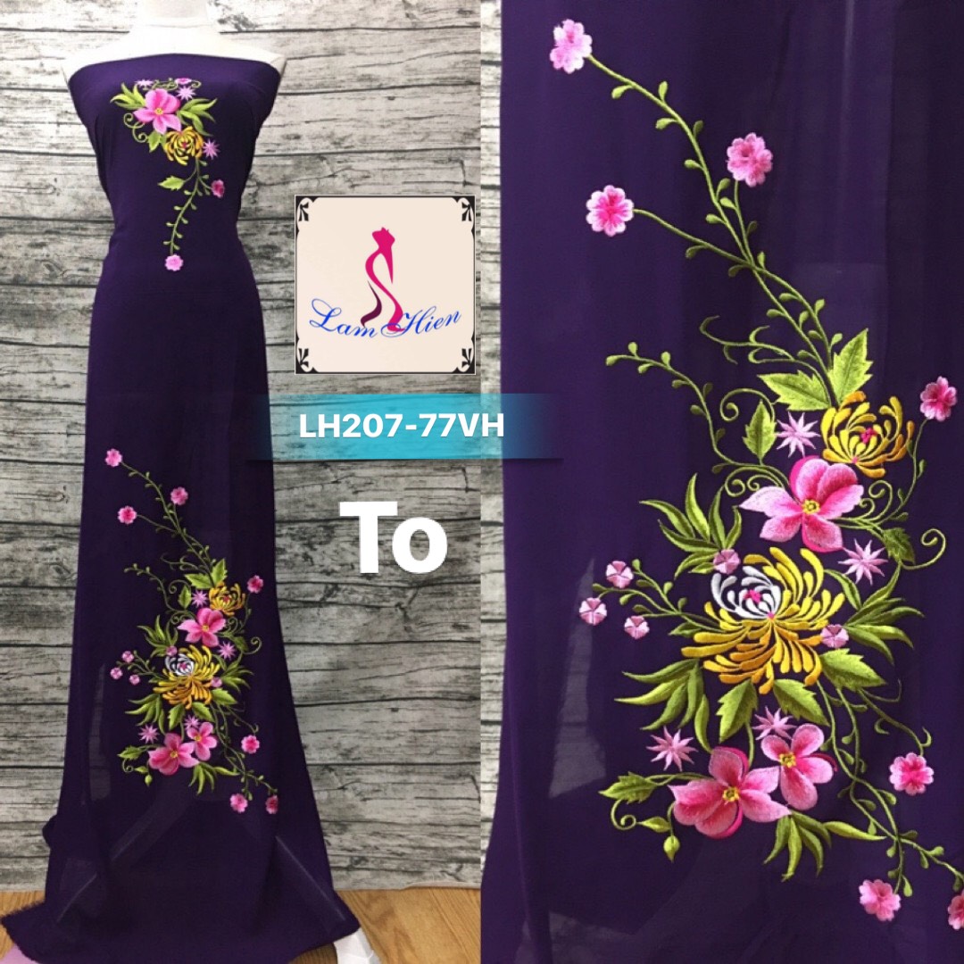 Vải áo dài thêu LH207