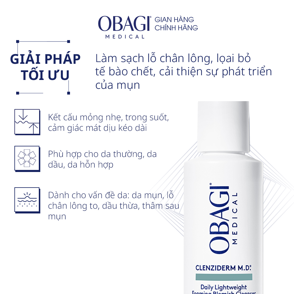 Sữa rửa mặt Obagi Medical Clenziderm M.D. Daily lightweight Foaming Blemish Cleanser 118ml Sữa Rửa Mặt Làm Sạch Da Sữa Rửa Mặt Kiểm Soát Dầu - Lazada | Lazada.vn
