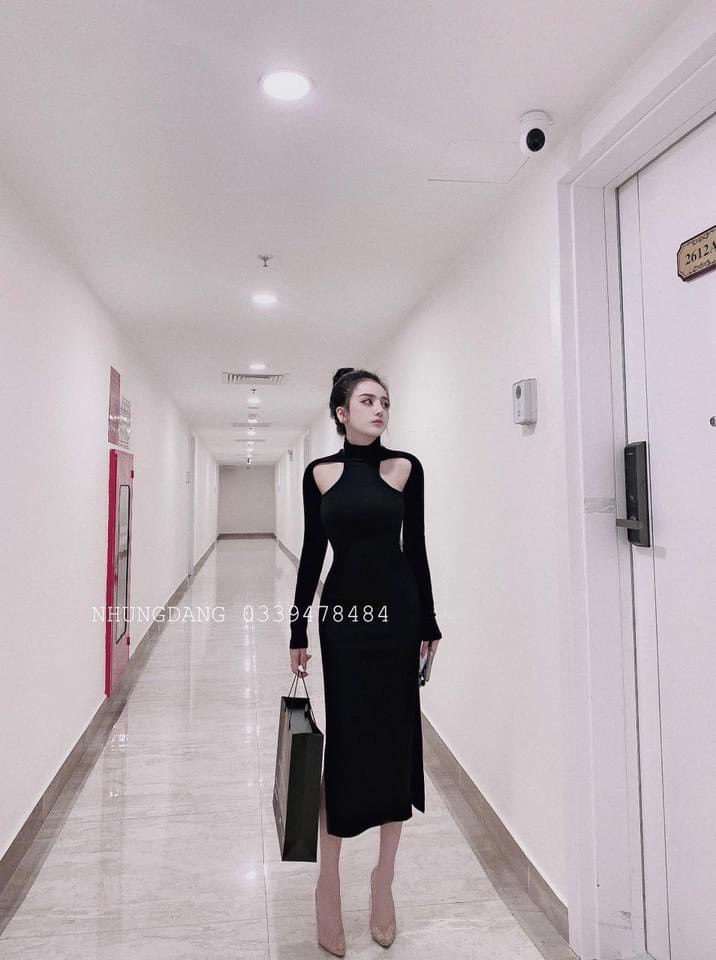 Đầm Body Cổ Lọ Khoét Vai Tay Dài Xẻ Đùi Chất Thun Borip Thích Hợp Mặc Đi Tiệc Đi Làm Đi Chơi Phù Hợp Với Mọi Phong Cách