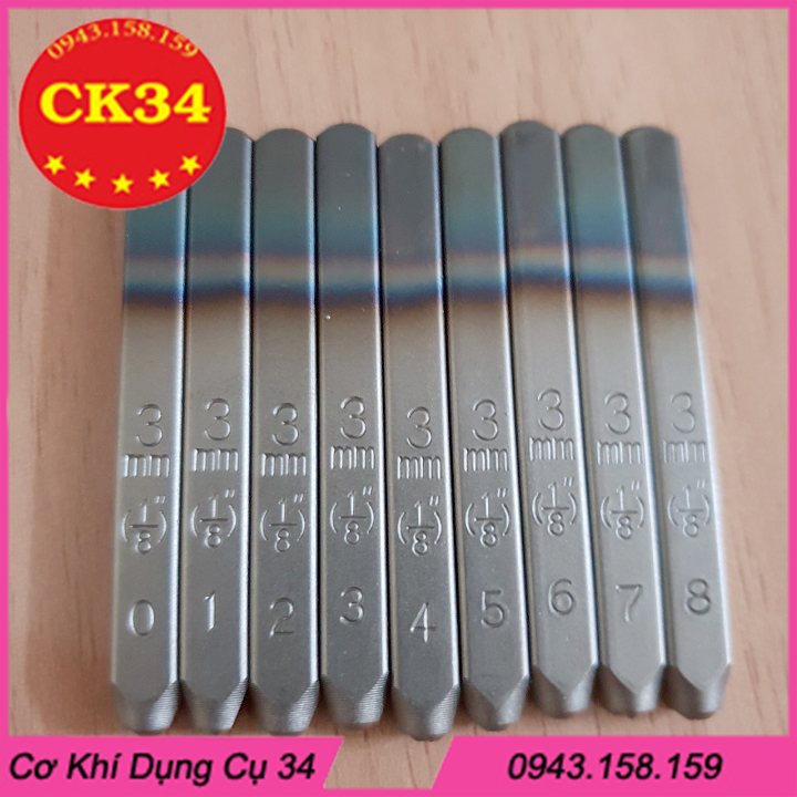 Bộ đục số, đóng số 3mm - Xuôi