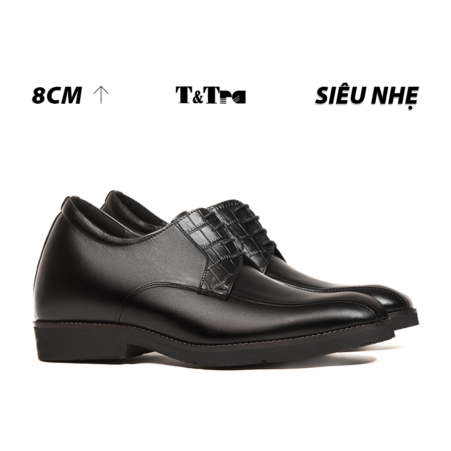 [ 8CM ] Giày Tăng Chiều Cao Nam T&TRA S1096 Đen