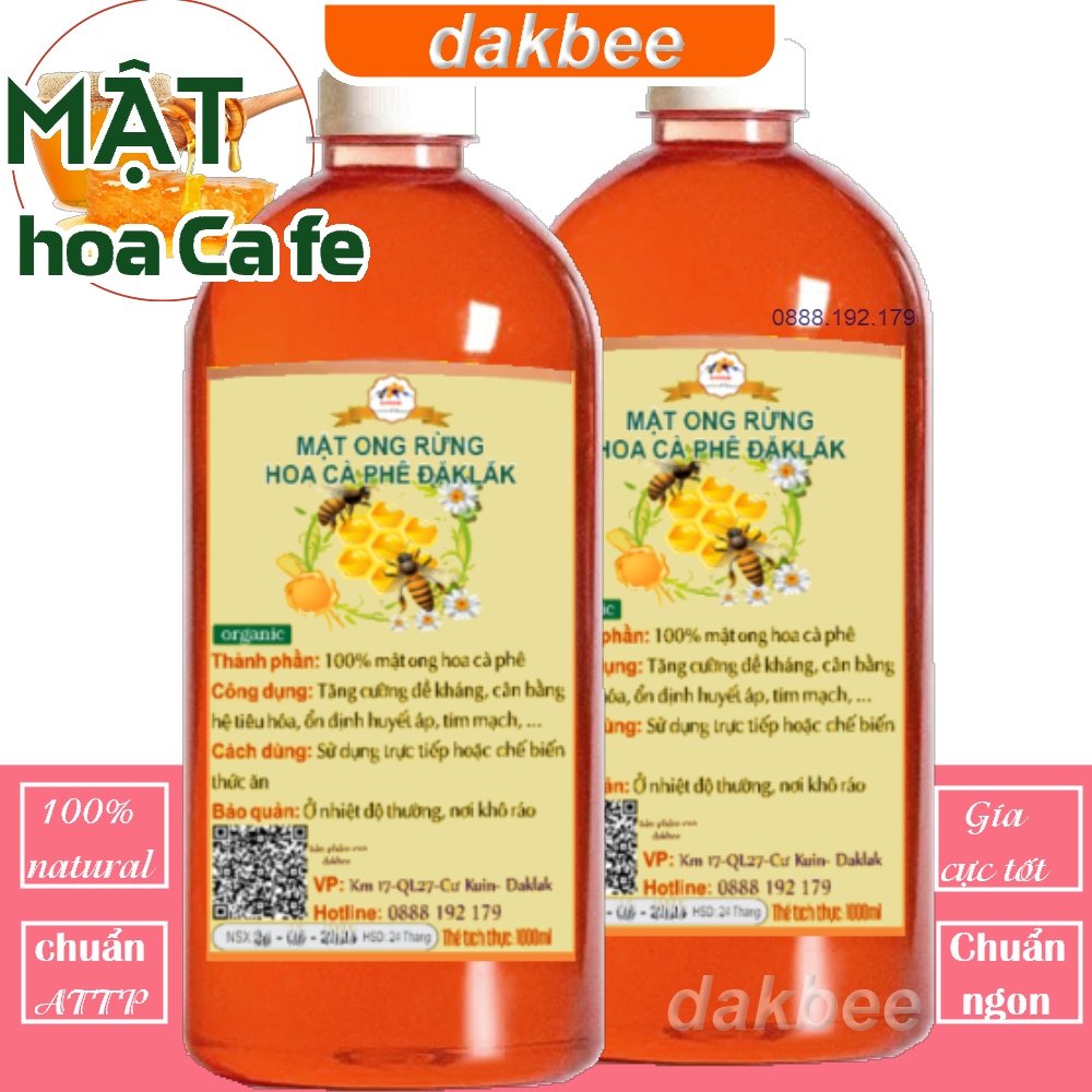 1 LÍT (1300 gr) Mật ong rừng hoa cà phê nguyên chất Daklak - cam kết chất lượng - mat ong cafe - honey blossom honey - organic honey - dakbee [GIÁ SẬP SÀN] [ greenflash ]