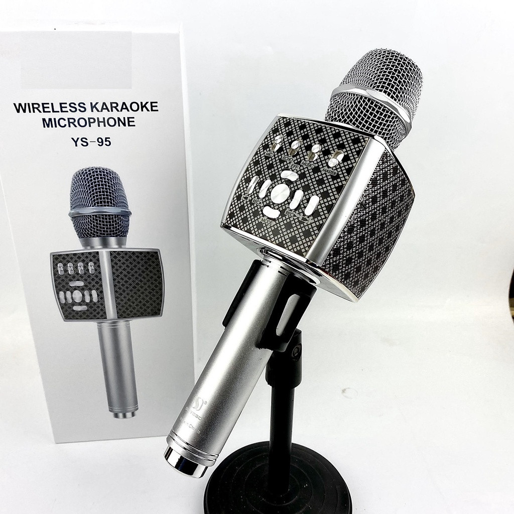Mic karaoke YS 95 cao cấp tích hợp loa bass không dây có nhiều mức chỉnh tone giọng khác nhau bảo hành 24 tháng