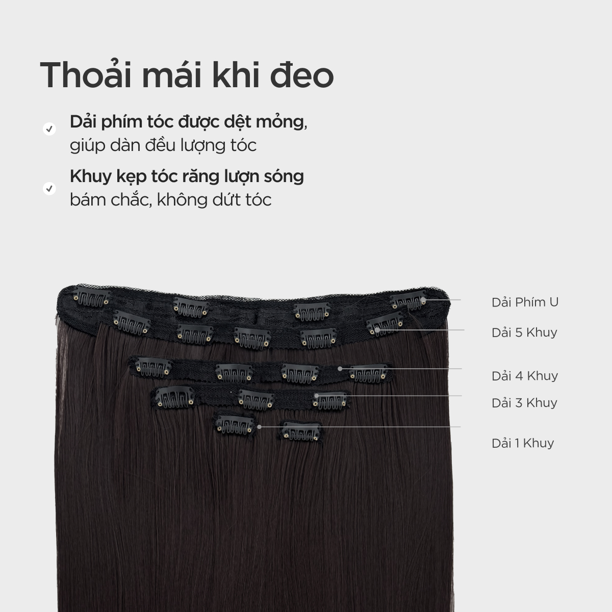 Tóc Kẹp 6 Phím CAPELLI Dáng Thẳng 45-55cm