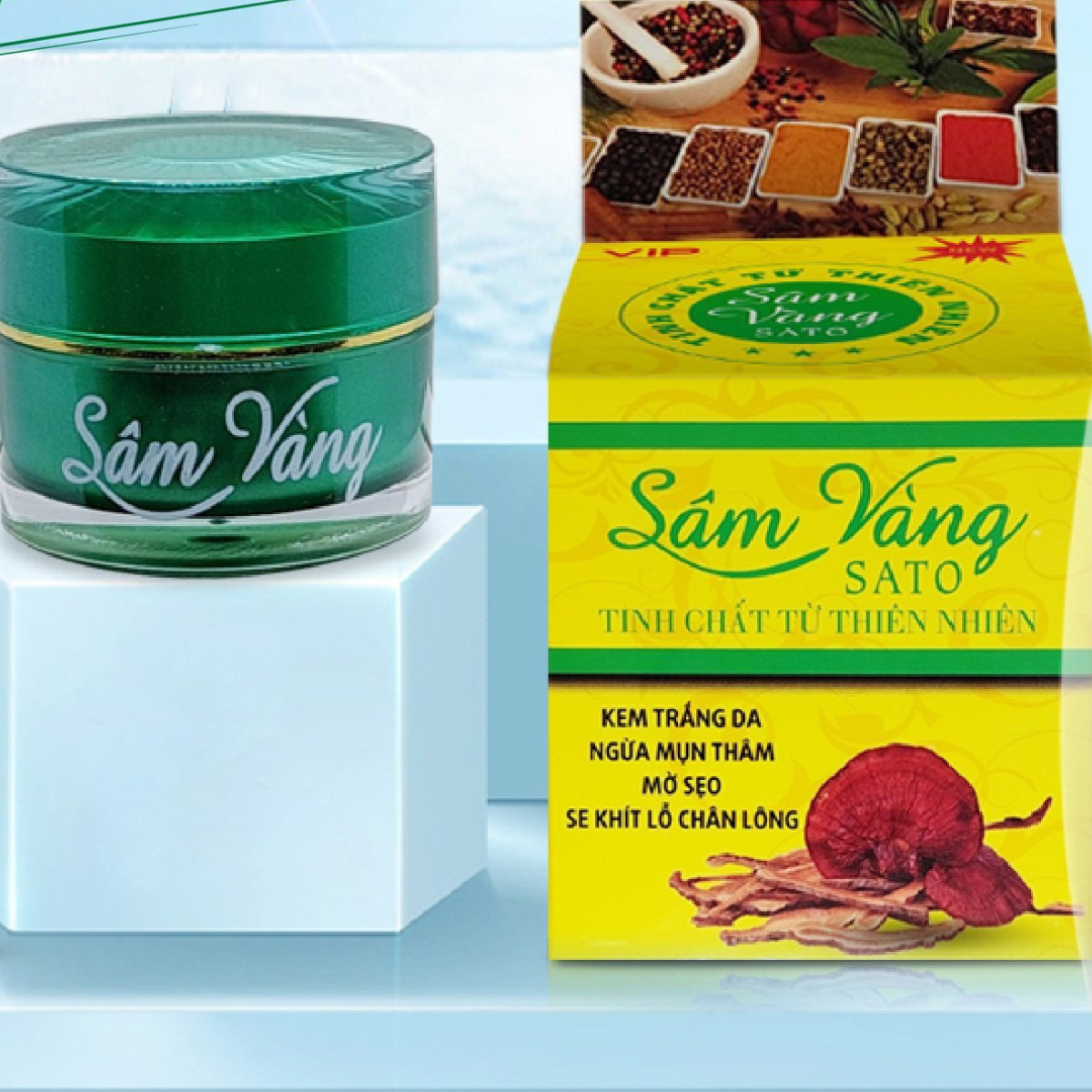 Kem Mụn Sâm Vàng Sato Thảo Dược Tinh Chất Từ Thiên Nhiên 8G