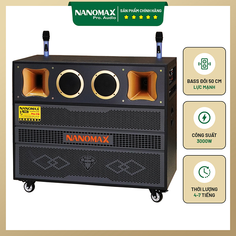 Nanomax pro 803 power 1800W quad-horn speaker with 2 mic UHF anti-loop well rk103