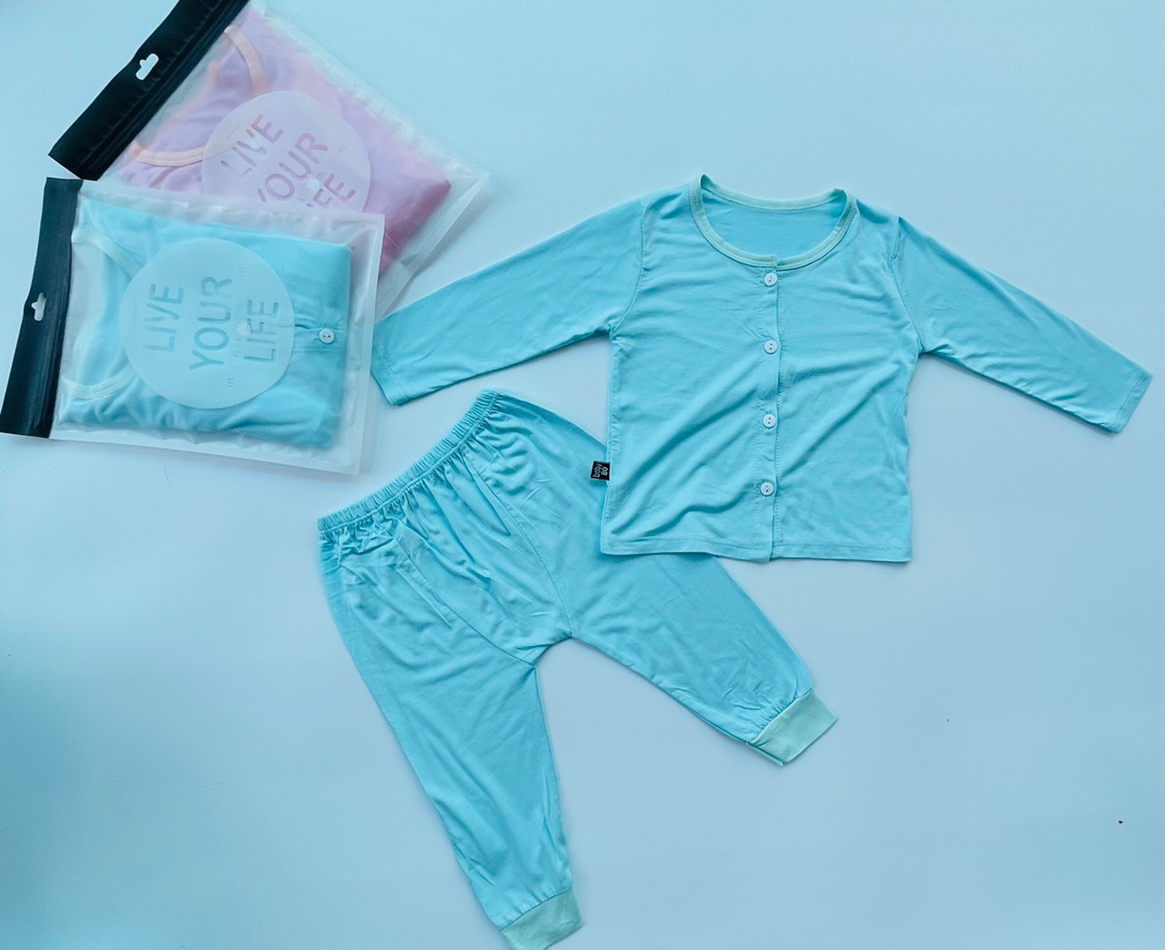 Bộ Minkymom Dài Tay Chất Thun Lạnh Cài Nút