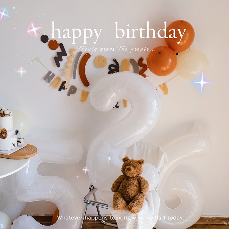 {SIZE ĐẠI~70cm} Bong bóng số sinh nhật số 0-9 màu trắng sữa