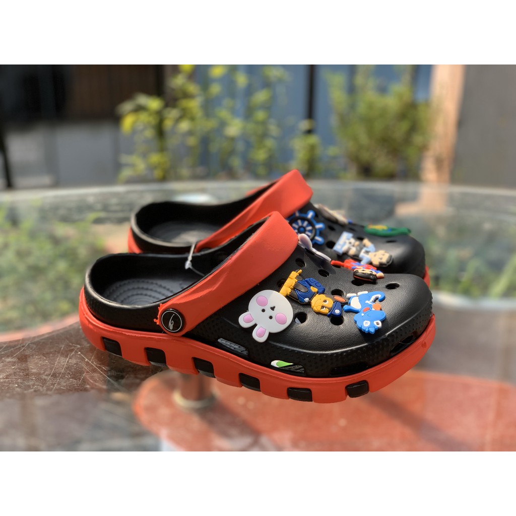 Dép Cross Unisex Tặng 6 sticker - Dép nhựa nữ đi mưa siêu nhẹ sẵn 7 màu - SL013