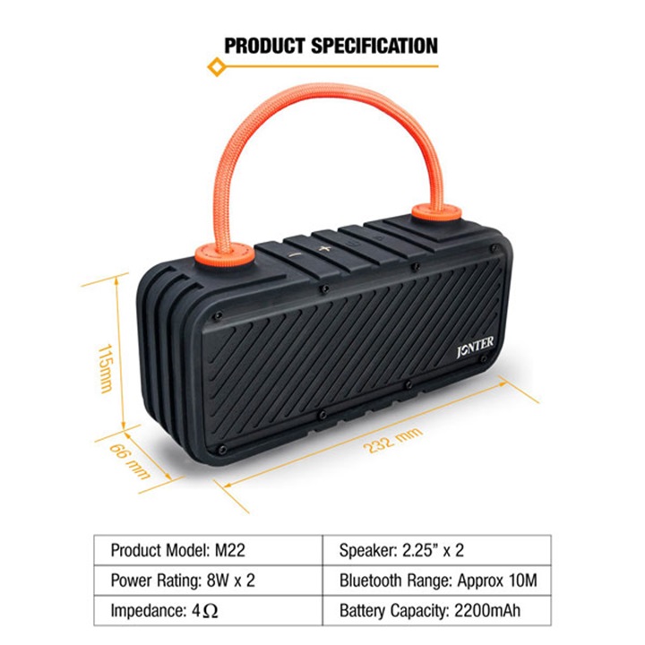 Loa Bluetooth Jonter M22 chống nước cao cấp