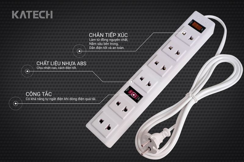 [HCM]Ổ ĐIỆN 6 Ổ CẮM - 2 CÔNG TẮC DÂY 3M