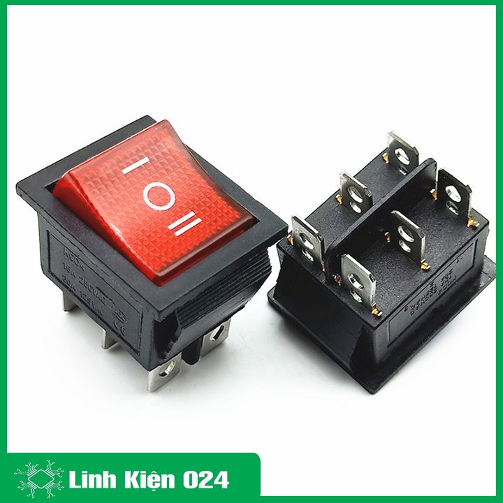 Công tắc bập bênh KCD4 6 chân(6P) 3 chế độ có đèn