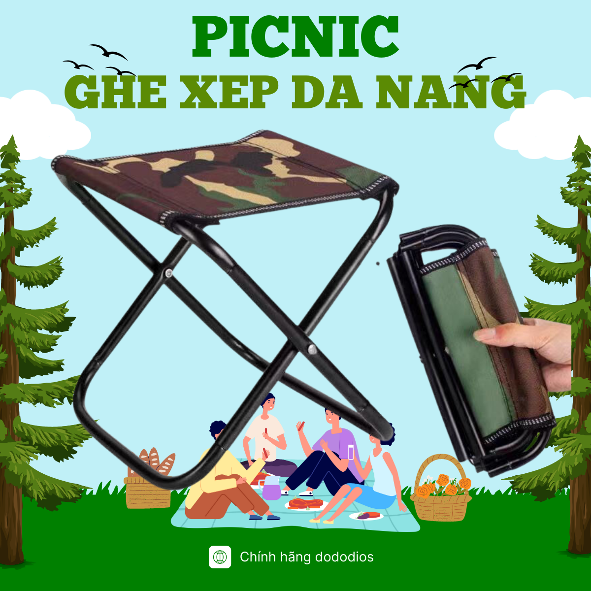 Ghế xếp gấp gọn đa năng, bàn xếp gấp gọn, giường xếp gấp gọn đa năng, ghế ngồi tựa lưng - Chính hãng dododios