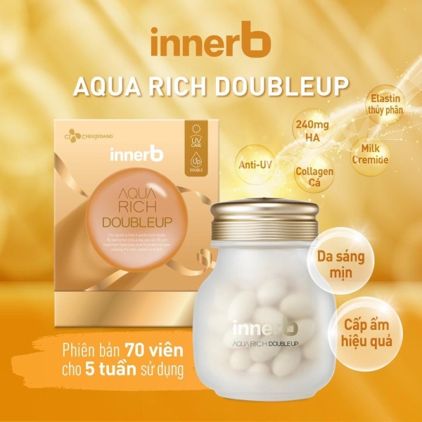 Thực Phẩm Bảo Vệ Sức Khỏe InnerB Aqua Rich Double Up Cấp Nước ( Mẫu mới 70 Viên x 600mg)0 giá rẻ