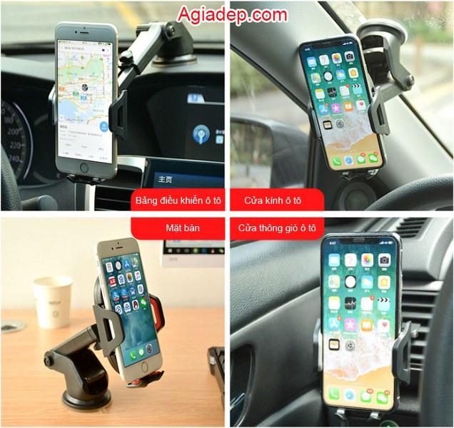 Giá đỡ đt xe hơi oto xịn 2 chân hút taplo + Kẹp điều hoà (nên đa năng dùng mọi trường hợp)