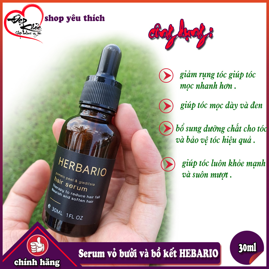 [HCM]Serum mọc tóc HEBARIO Vỏ Bưởi Và Bồ Kết 30ml ( ngăn rụng tóc mọc tóc nhanh dày và đen hơn )
