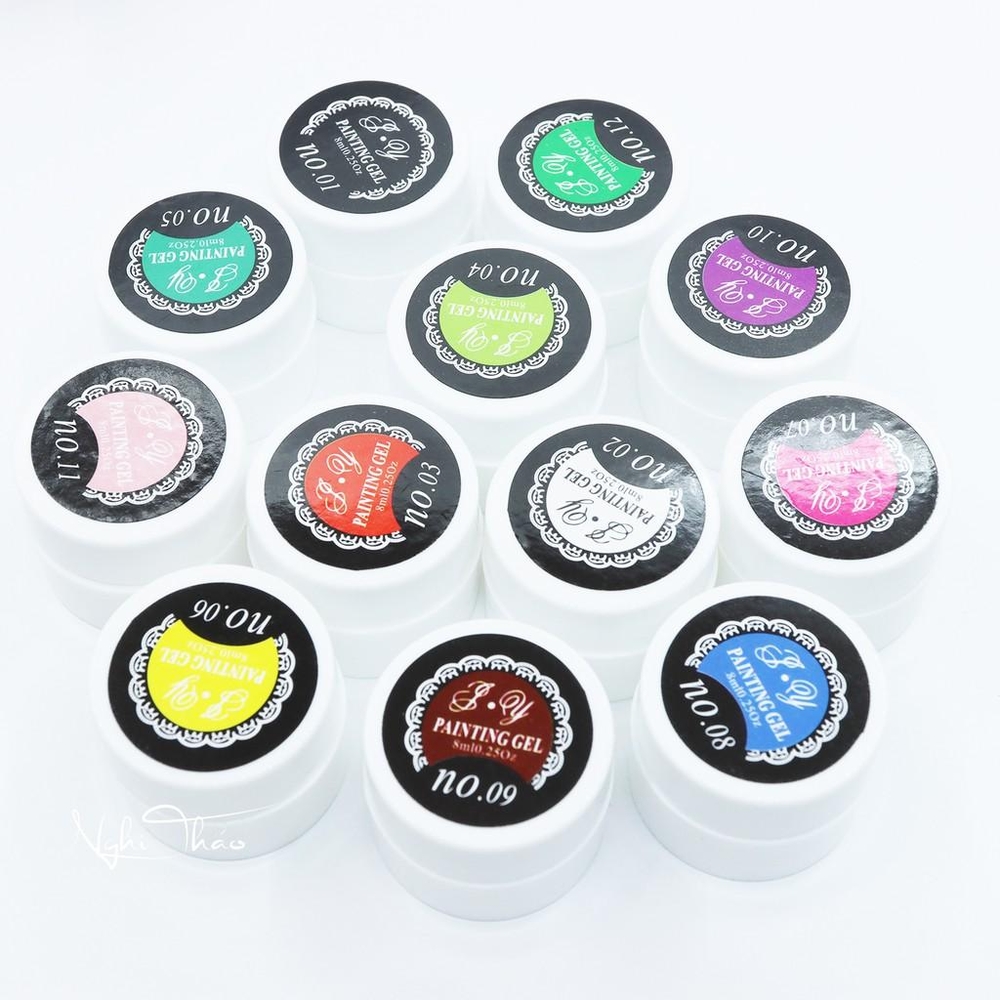 Set 12 Màu Vẽ Nail PY Gel Đặc