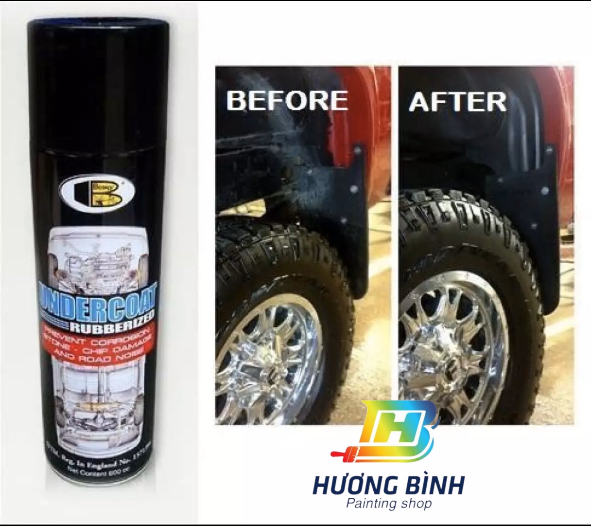 Sơn xịt Bosny Undercoat (sơn xịt gầm xe ôtô, xe máy)