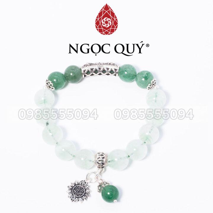 Vòng Thạch Anh Ưu Linh Xanh Phối Charm Hoa