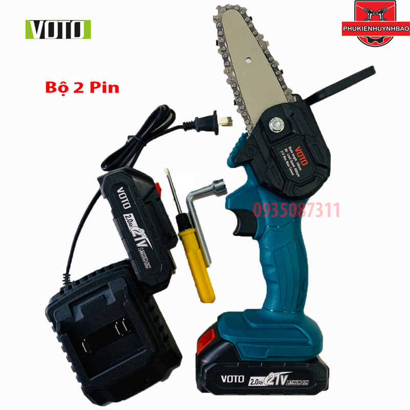 Máy cưa xích xài pin 5 cell voto 100mm xài chân pin makita 18v - 21v