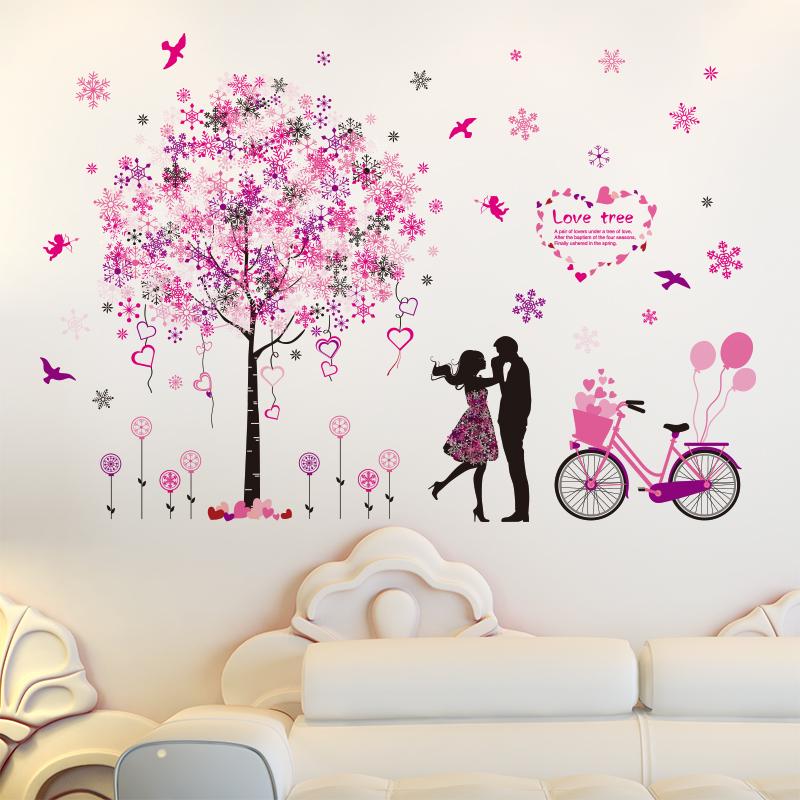 Decal dán tường cây sao tuyết hồng