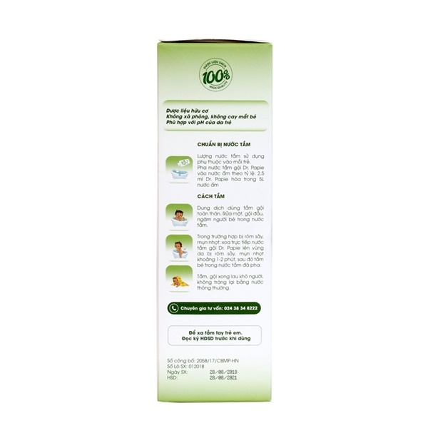 Nước tắm gội thảo dược Dr PaPie cho bé 230ml