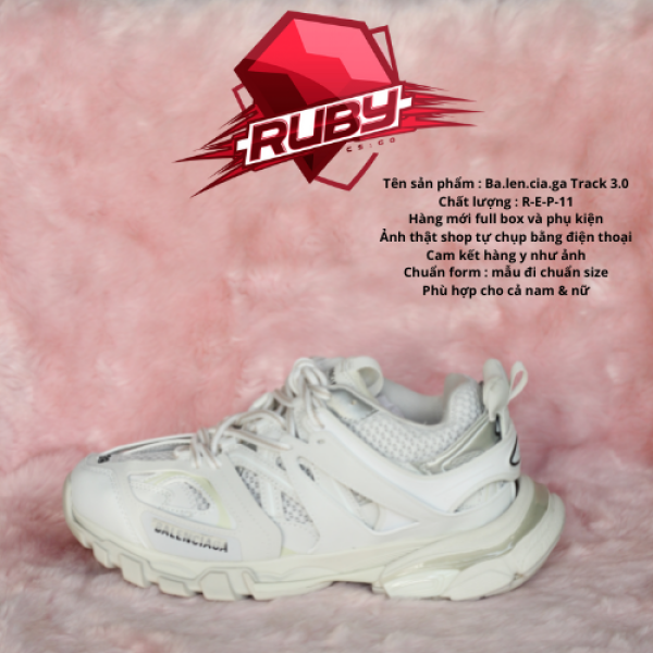 (Xả Kho 3 Ngày) GIẦY THỂ THAO SNEAKER NAM NỮ BA LEN TRACK màu full trắng tại shop Ruby Sneaker