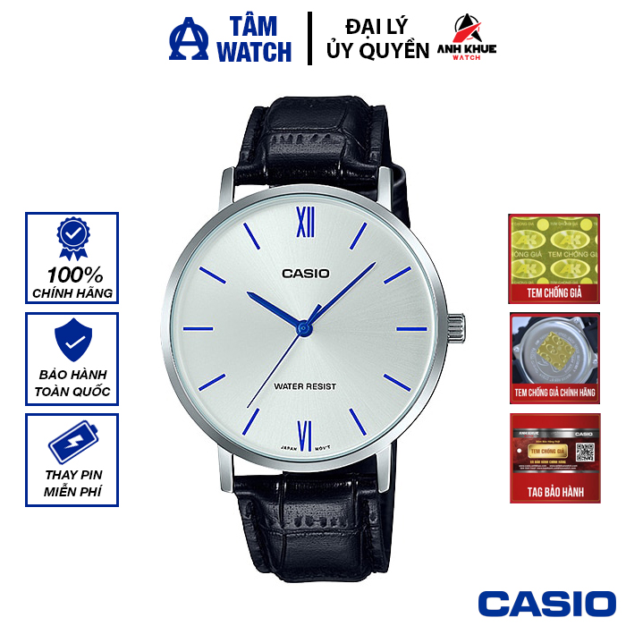 Đồng hồ nam dây da Casio Standard chính hãng Anh Khuê MTP-VT01L-7B1UDF (40mm)