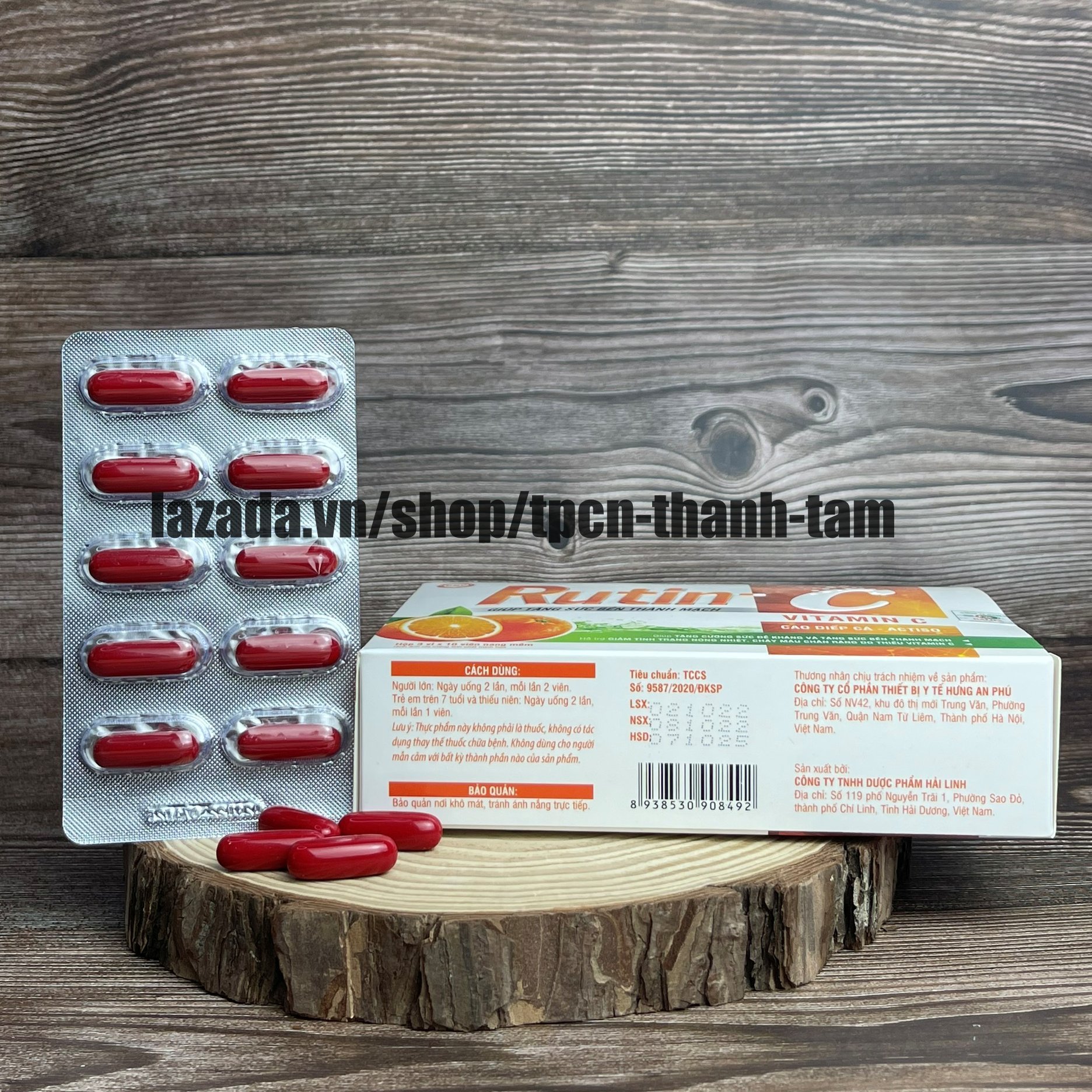 Viên uống mát gan Rutin C bổ sung vitamin c hỗ trợ giải độc gan tăng sức đề kháng - Hộp 30 viên
