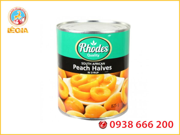 Đào ngâm đóng lon rhodess 825g