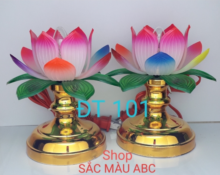 Bộ 2 đèn thờ hoa Sen nhỏ, dùng bóng cà na, dễ dàng thay thế