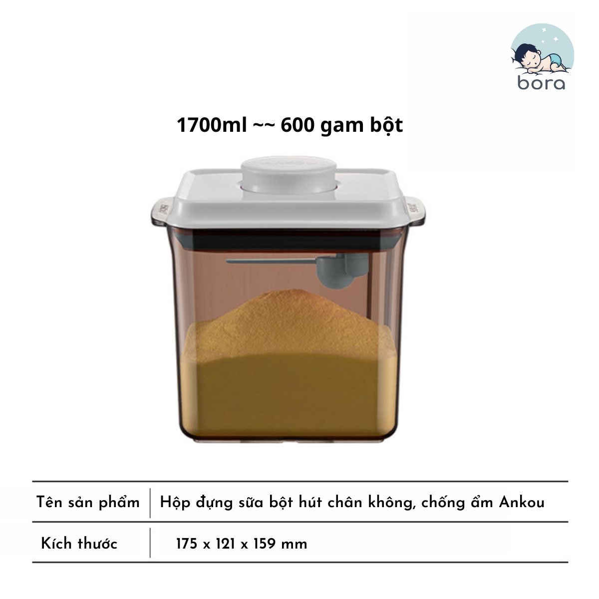 Hộp đựng sữa bột chống ẩm Ankou, hộp trữ sữa hút chân không cho bé