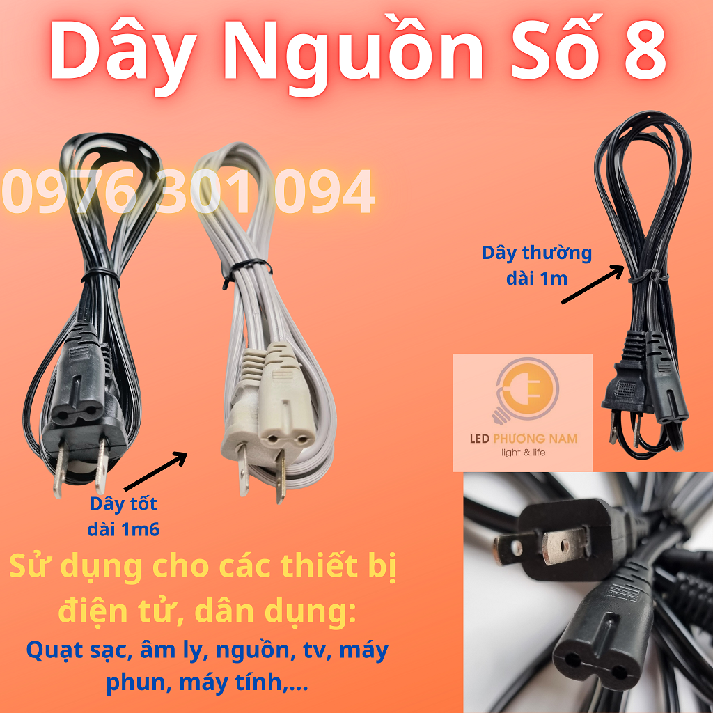 [COMBO 2 ] Dây Nguồn Số 8 Thường và Tốt
