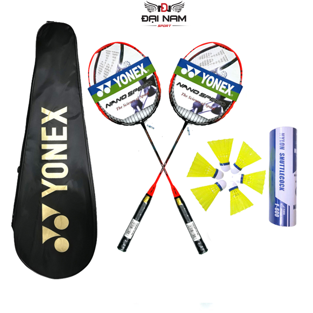 Vợt cầu lông yonex khung carbon căng cước sẵn 8kg + kèm ống cầu nhựa và bao đựng vợt