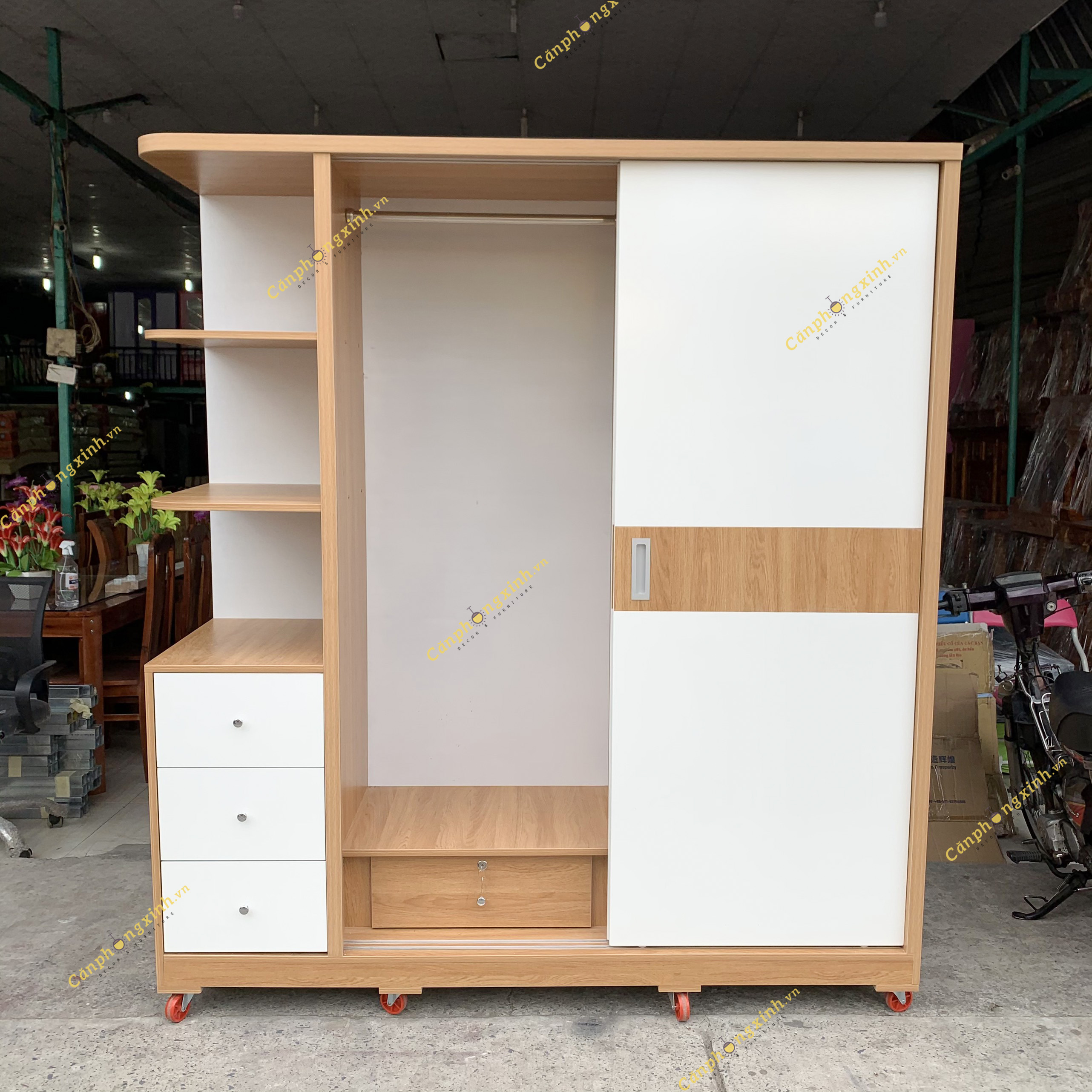Tủ áo cửa lùa có kệ gỗ MDF CPX-T09