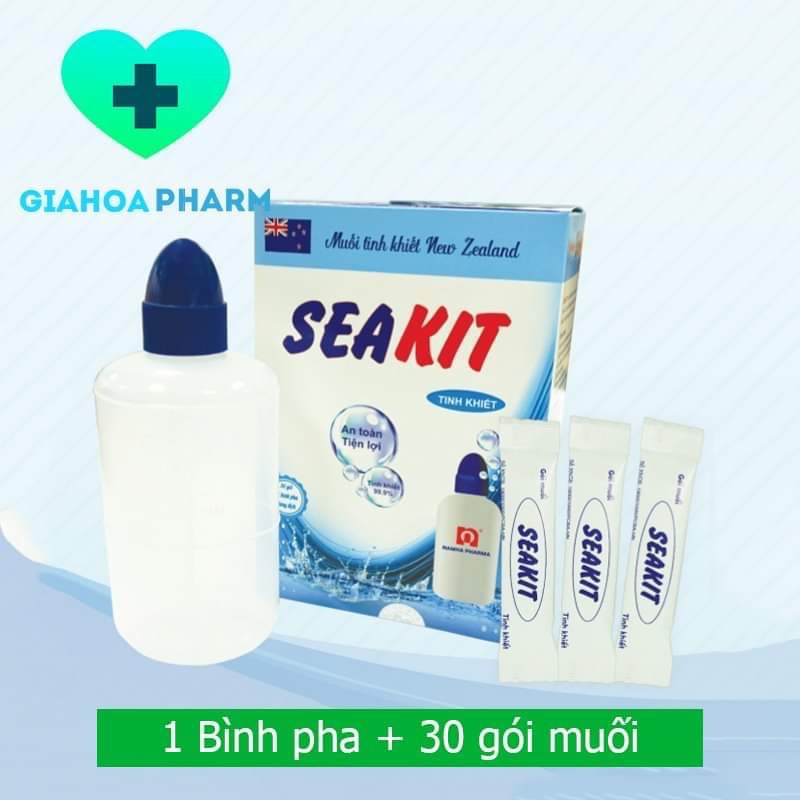 Bộ 1 bình pha rửa mũi + 30 gói muối Seakit