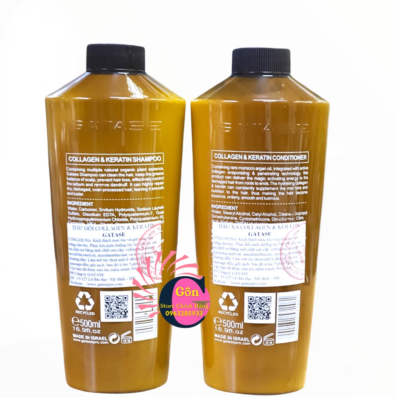 Cặp Dầu Gội Xả Gatase Collagen 500ml*2