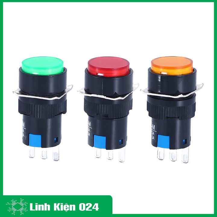 Nút nhấn đề 16mm 220VAC AL6 - M nhấn nhả có đèn