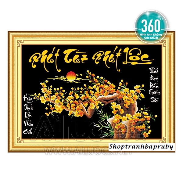 [HCM]Tranh đính đá Phát Tài Phát Lộc 77308 kích thước 86 x 60 cm