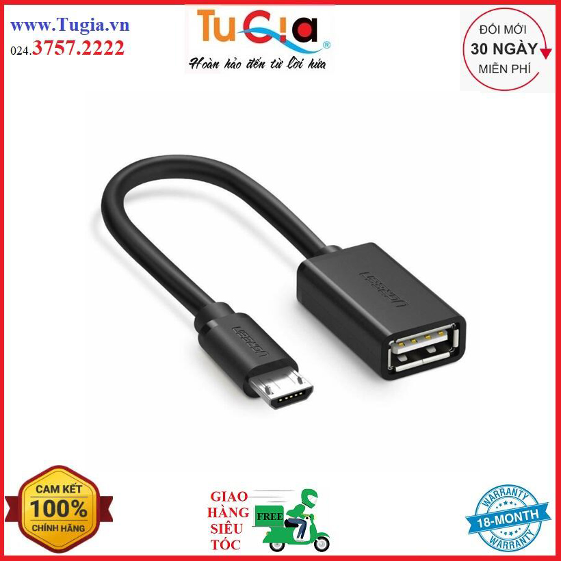 Cáp Micro USB 2.0 OTG Ugreen 10396 (màu đen) dài 12cm-Hàng Chính Hãng