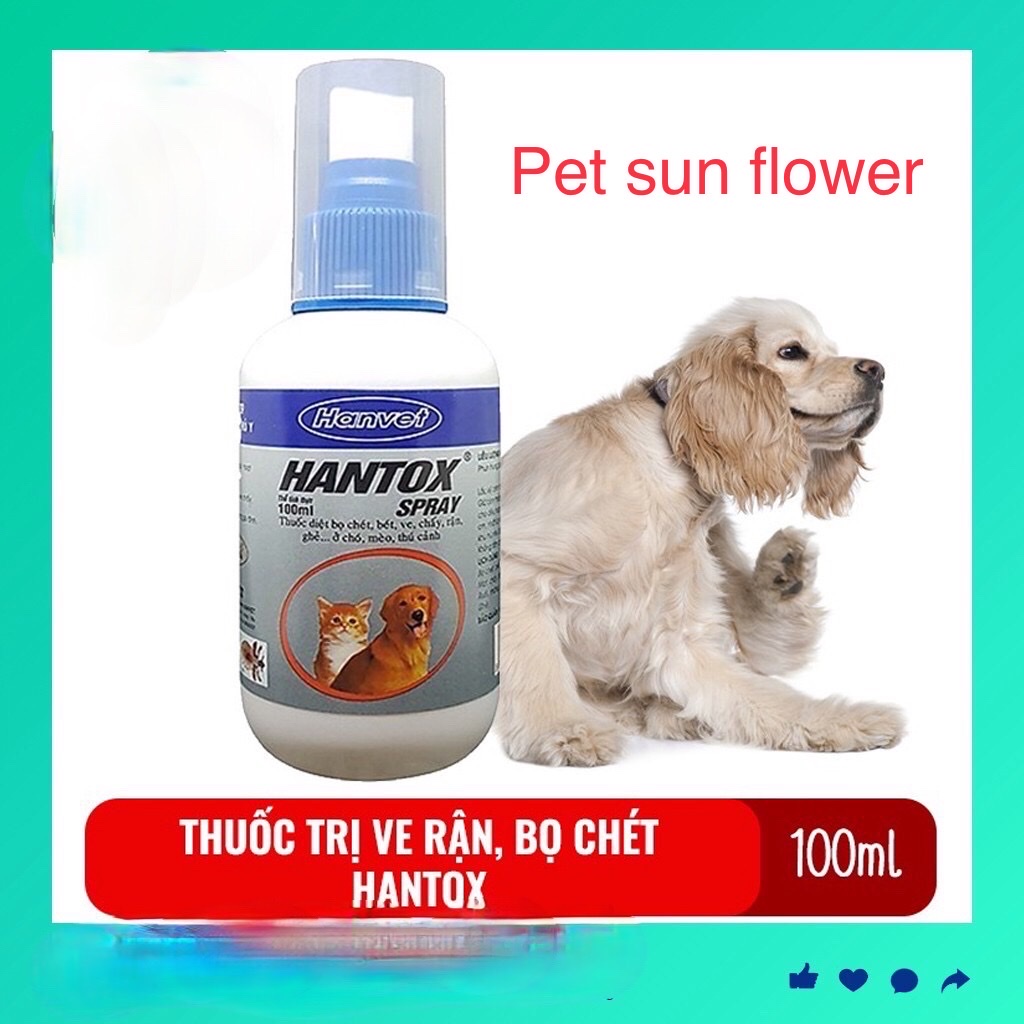 Xịt Hantox Spray diệt ve rận, bọ chét cho chó mèo Lọ 100ml