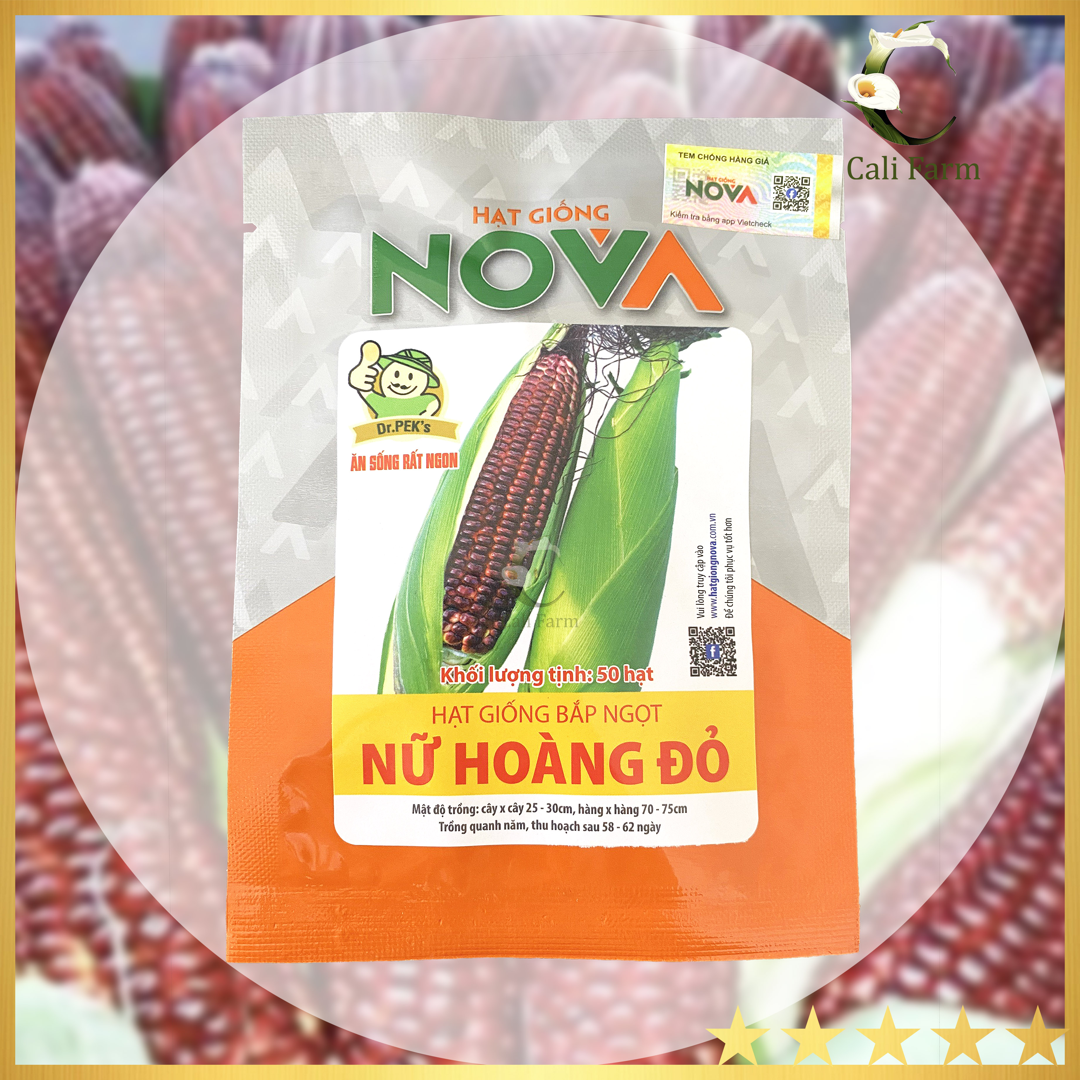 Hạt giống bắp ngọt Nữ Hoàng Đỏ Nova 50 hạt