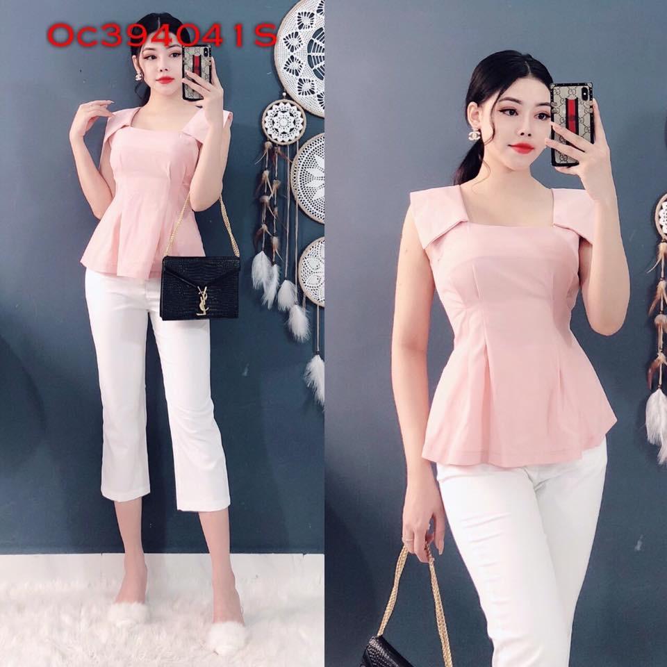 Aó kiểu cổ vuông xếp phen eo( cua lại vợ bầu)