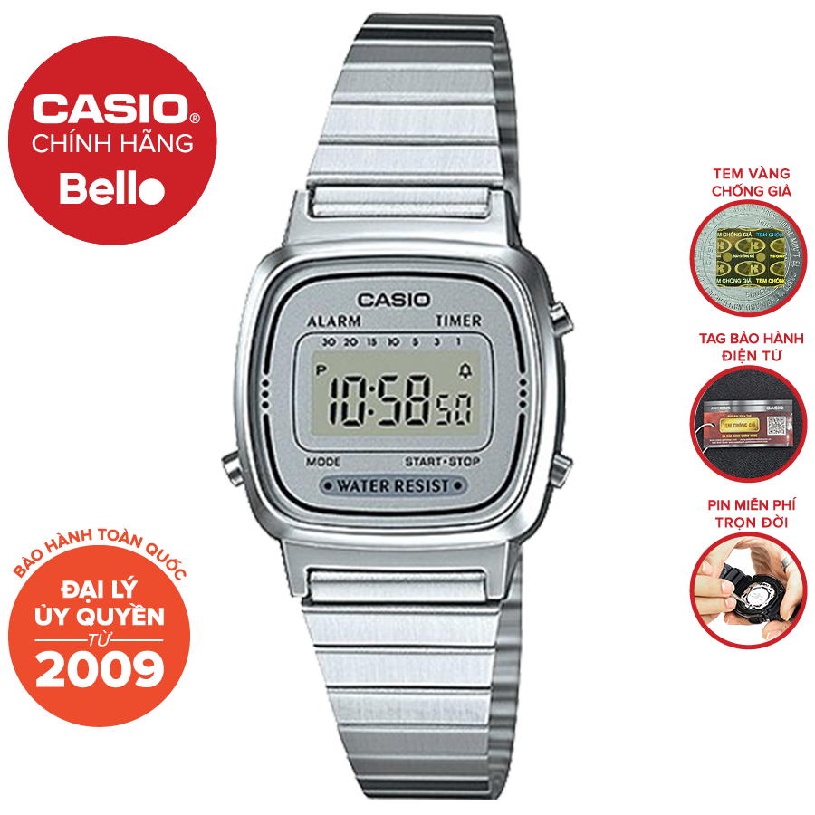 Đồng hồ Casio Nữ LA670WA-7 bảo hành chính hãng 1 năm - Pin trọn đời