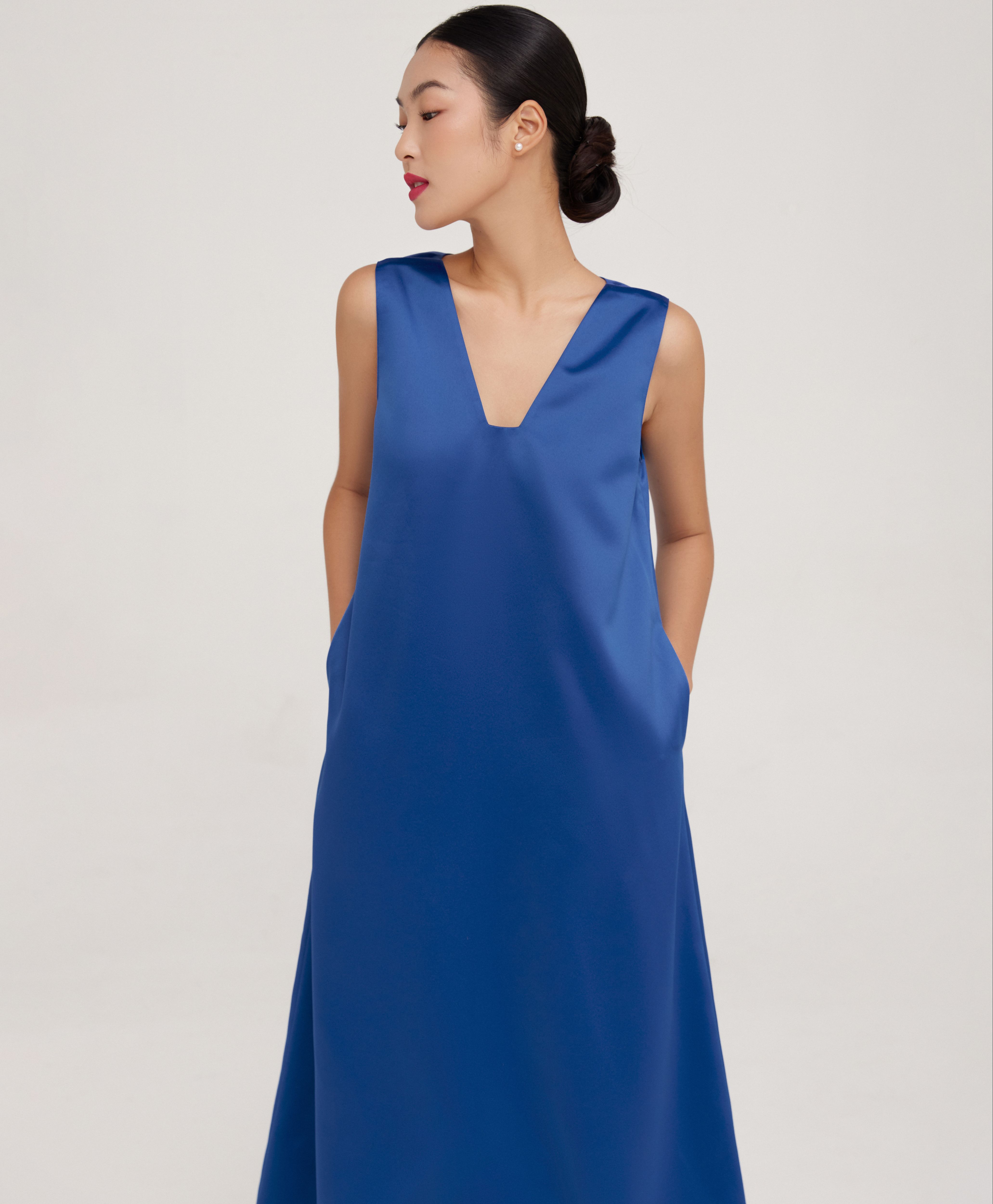 Đầm dài basic cách điệu cổ Mauve Luxe dress