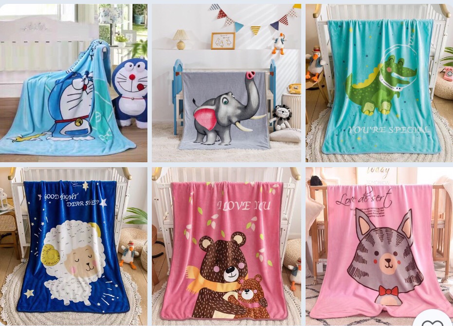 Chăn mền tuyết nhung cho bé - chăn tuyết 1 lớp trẻ em đi lớp 1m x 1m4