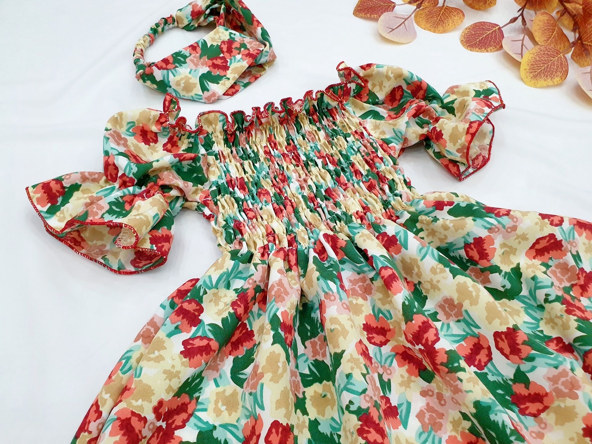 [ CÓ QUÀ TẶNG 💝] Đầm mẹ và bé hoa đỏ trễ vai