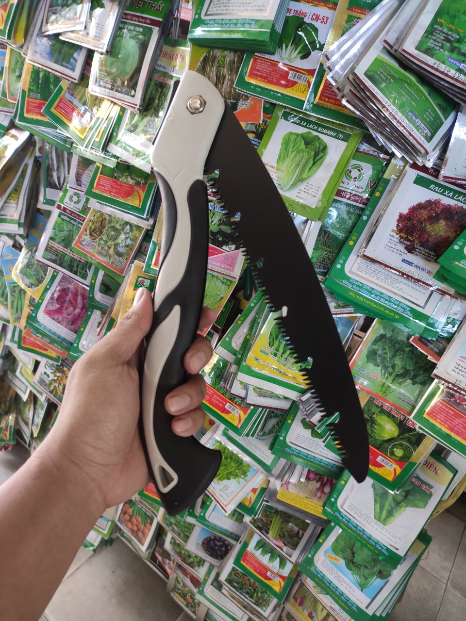 Cưa gắp - cưa xếp cán nhựa Top 300mm, cưa cây kiểng dạng xếp gọn được, lưỡi thép dài 30cm