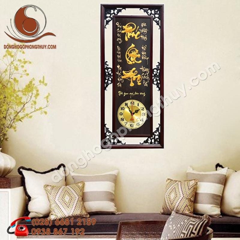 [HCM]TRANH ĐỒNG HỒ PHÚC LỘC THỌ GỖ