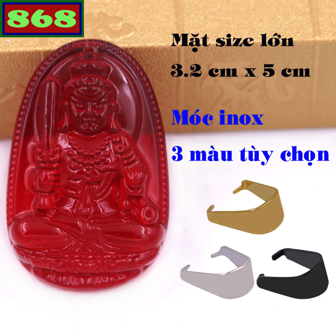 Face Manjushri Buddha crystal red 3.6 cm, 5 cm attached hook stainless steel necklaces, buddha the par, pendant Buddhism